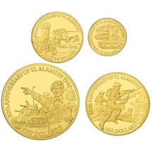 1992 Belize 50th Anniversary Battle of El Alamein 4-Coin Gold Proof Set Boxed