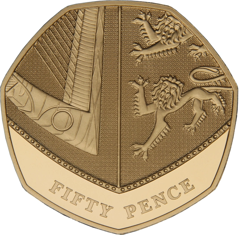 2008 Gold Proof Fifty Pence 50p Royal Shield