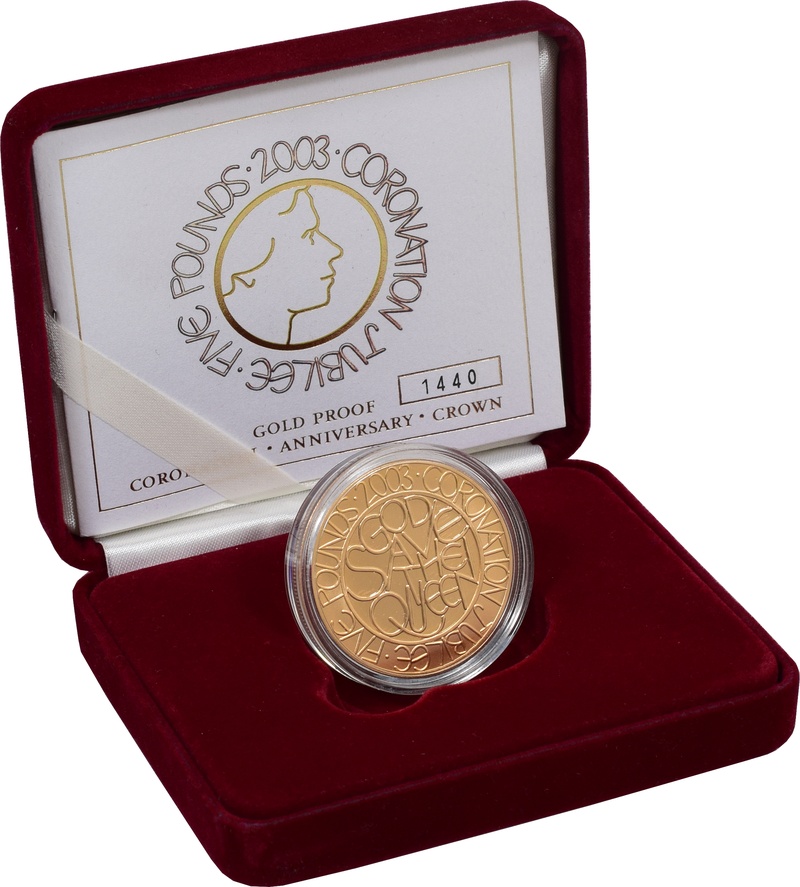 2003 - Gold Five Pound Proof Coin, Coronation Jubilee