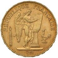 1896 French 20 Francs Gold Coin Guardian Angel A
