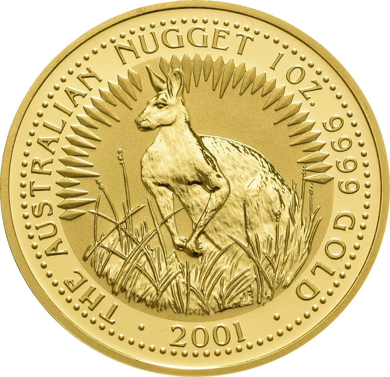 2001 Australian Kangaroo Gold Nugget Coin 1oz