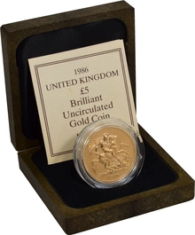 1986 Gold £5 Coin Brilliant Uncirculated Boxed