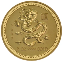 2000 Year of the Dragon Gold Coin 2oz Perth Mint Australian Lunar Series