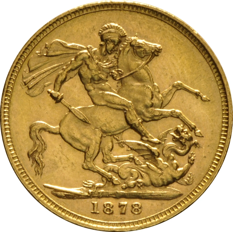 1878 Gold Sovereign Coin Queen Victoria Young Head Melbourne