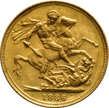 1886 Gold Sovereign - Victoria Young Head - S