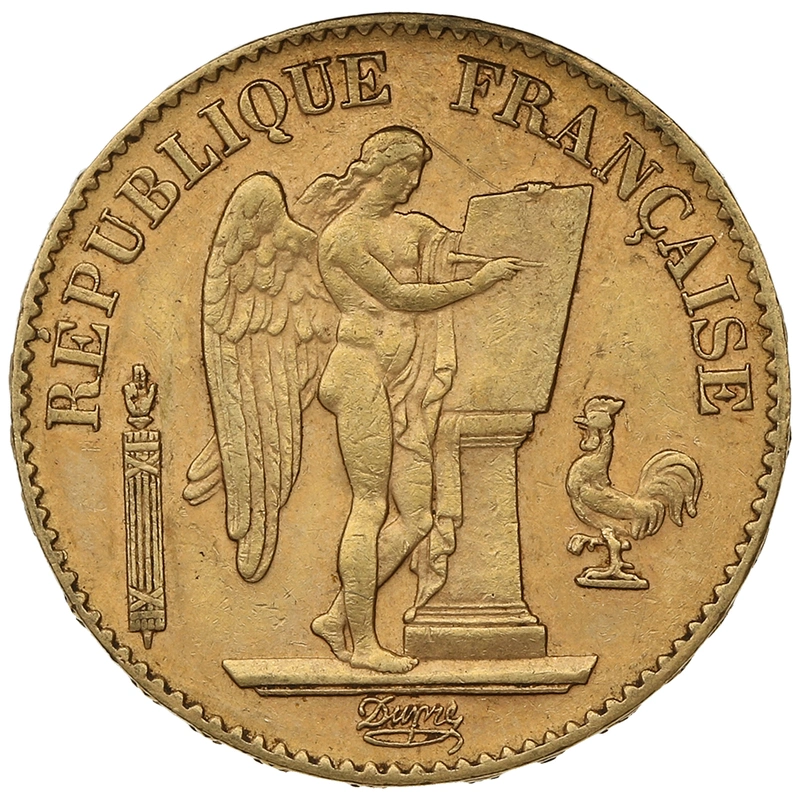 1892 French 20 Francs Gold Coin Guardian Angel A