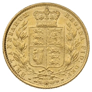 1864 Gold Sovereign Coin Queen Victoria Young Head Shield Back
