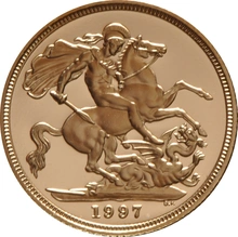 1997 Proof Gold Sovereign Coin Elizabeth II Third Head