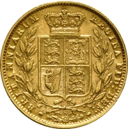 1875 Gold Sovereign Coin Queen Victoria Young Head Shield Back Sydney