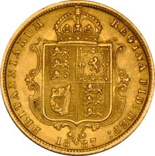 1887 Gold Half Sovereign Queen Victoria Jubilee Head Shield Back