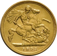 1893 Gold Half Sovereign Queen Victoria Old Head