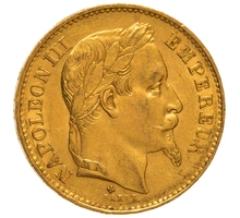 1868 20 French Francs Gold Coin Napoleon III BB