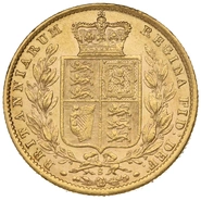 1873 Gold Sovereign Coin Queen Victoria Young Head Shield Back Sydney