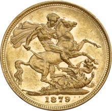 1879 Gold Sovereign - Victoria Young Head - London