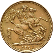 1887 Gold Sovereign Coin Queen Victoria Jubilee Head