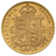 1891 Gold Half Sovereign Queen Victoria Jubilee Head Shield Back