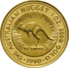 1990 Australian Kangaroo Gold Nugget Coin 1oz