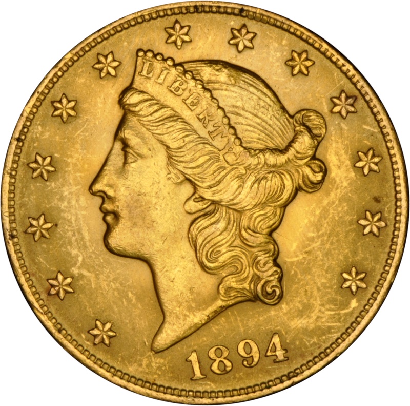 1894 $20 Double Eagle Liberty Head Gold Coin, Philadelphia