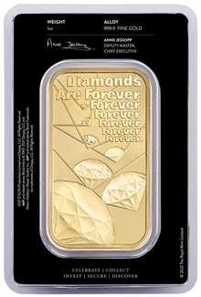 1oz Gold Bar James Bond 007 Diamonds Are Forever