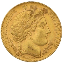 French 10 Francs Gold Coin Ceres Third Republic