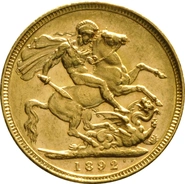1892 Gold Sovereign Coin Queen Victoria Jubilee Head Melbourne