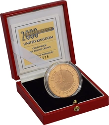 1999 2000 Proof Gold Crown £5 Coin Millennium Boxed