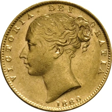 1880 Gold Sovereign Coin Queen Victoria Young Head Shield Back Sydney