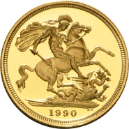 1990 Proof Gold Sovereign Coin Elizabeth II Third Head