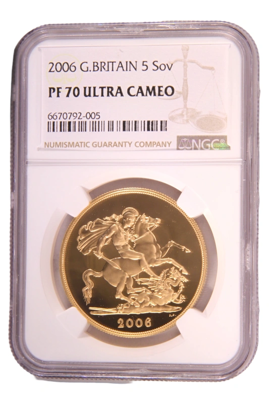 2006 - Gold £5 Proof Coin (Quintuple Sovereign) NGC PF70