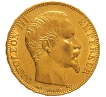 1857 20 French Francs Gold Coin Napoleon III A