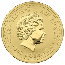 2002 Australian Kangaroo Gold Nugget Coin 1oz Liberty Bell