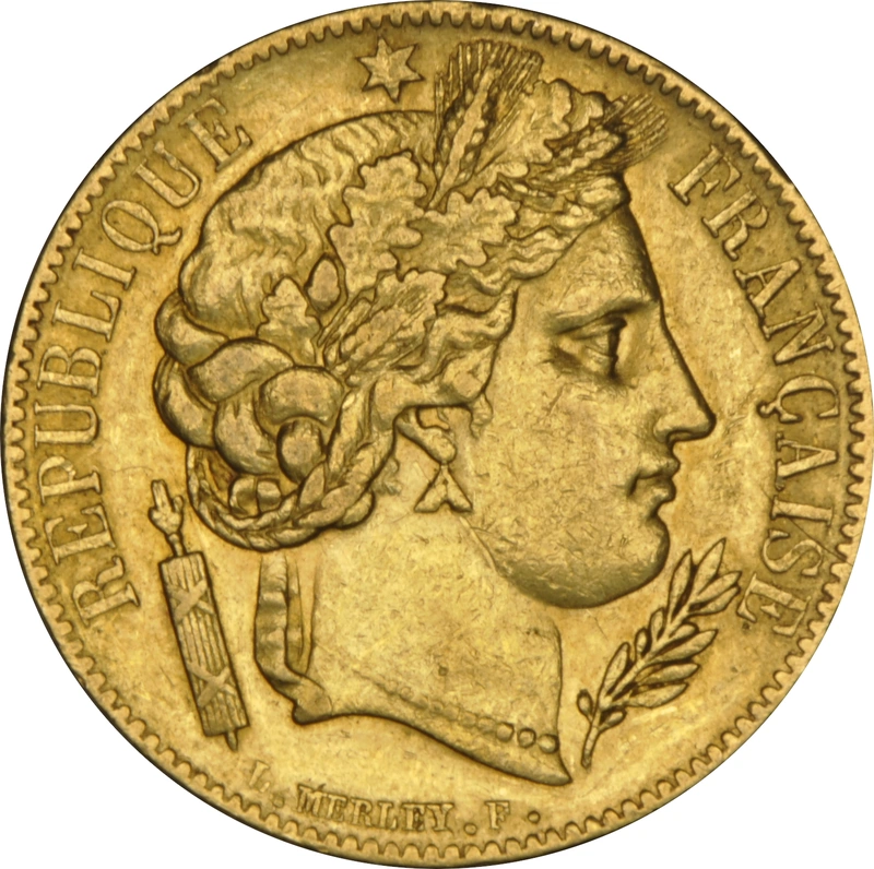 1849 20 French Francs Gold Coin Ceres A NGC AU53