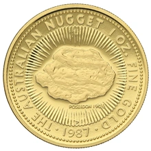 1987 Proof Australian Kangaroo Gold Nugget Coin 1oz