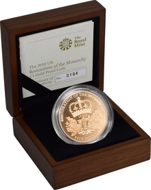 2010 Proof Gold Crown £5 Coin Restoration of the Monarchy Boxed
