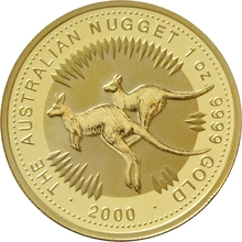 2000 Australian Kangaroo Gold Nugget Coin 1oz
