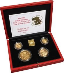 1990 Proof Gold Sovereign 4 Coin Set Boxed