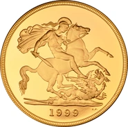 1999 Proof Gold £5 Coin Quintuple Sovereign