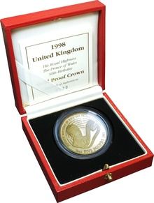 1998 - Gold Five Pound Proof Coin, Prince Charles 50th Birthday