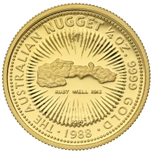1988 Proof 1/4oz Australian Kangaroo Gold Nugget Coin