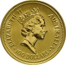 1990 Australian Kangaroo Gold Nugget Coin 1oz