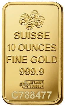 10oz Gold Bar PAMP Lady Fortuna Minted