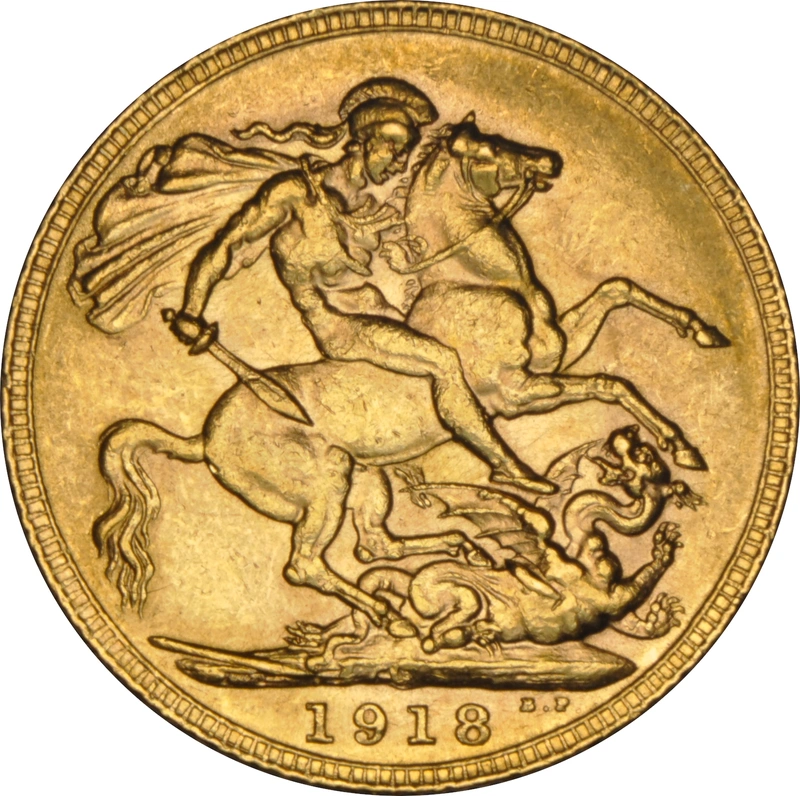 1918 Gold Sovereign Coin George V Canada NGC AU58