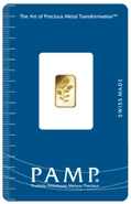 1g Gold Bar PAMP Rosa Minted