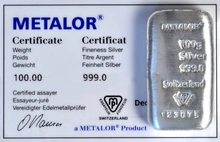 100g Silver Bar Metalor