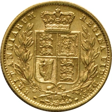 1872 Gold Sovereign Coin Queen Victoria Young Head Shield Back Sydney