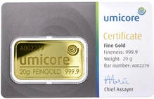 20g Gold Bar Umicore