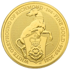 2021 1oz White Greyhound of Richmond Gold Coin Queen's Beasts