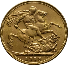 1918 Gold Sovereign Coin George V India