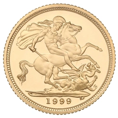 1999 Proof Gold Half Sovereign Elizabeth II Fourth Head