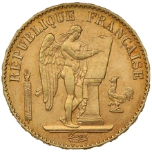 1896 20 French Francs Gold Coin Guardian Angel Genius A